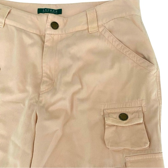 Lauren Ralph Lauren Pants 8 Pink Cargo Cotton Capris High Rise Cropped - Picture 2 of 8